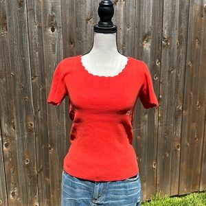 Ann Taylor Factory-Scalloped Sweater Tee NWT